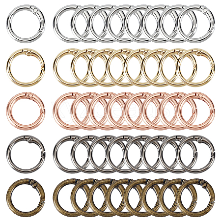 100Pcs 5 Colors Zinc Alloy Spring Gate Rings FIND-GO0004-54-1