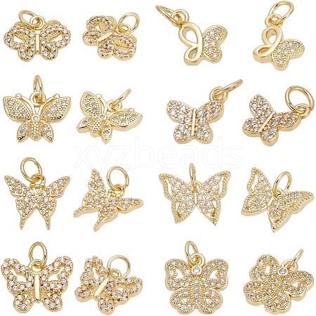 16Pcs 8 Style Alloy Rhinestone Charms ALRI-AR0001-06-1