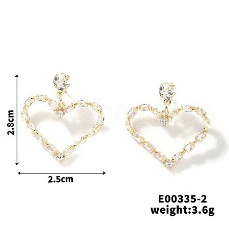 Elegant Copper Heart-shaped Zircon Stud Earrings NG8185-2-1