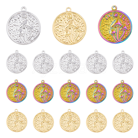 DICOSMETIC 24Pcs 3 Colors 201 Stainless Steel Pendants STAS-DC0014-05-1