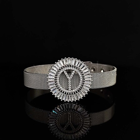 Brass Micro Pave Clear Cubic Zirconia Bangles for Women FS-WGA7409-29-1