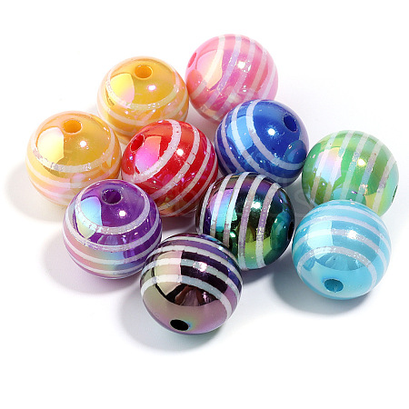 10Pcs UV Plating Colours Acrylic Beads OACR-S146-01N-1