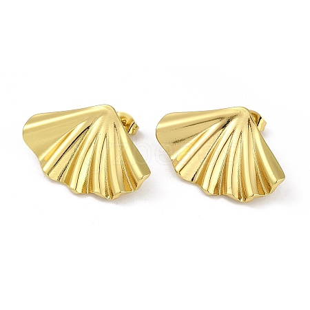 PVD Vacuum Plating 201 Stainless Steel Fan Stud Earrings for Women EJEW-F345-09G-1