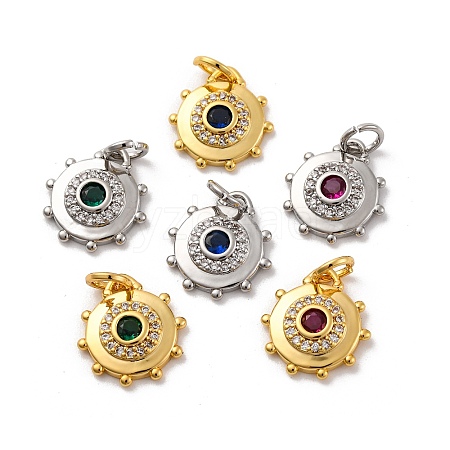 Brass Micro Pave Cubic Zirconia Charms KK-U033-22M-1