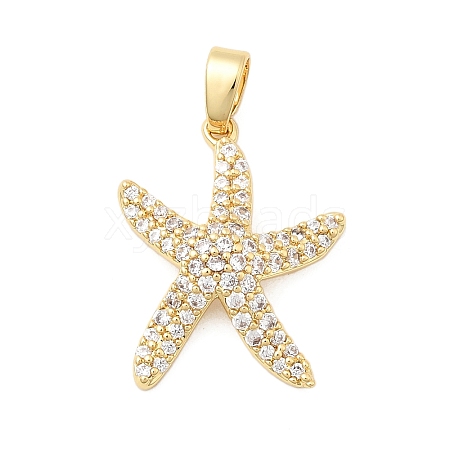 Brass Micro Pave Clear Cubic Zirconia Pendants KK-G542-02G-02-1
