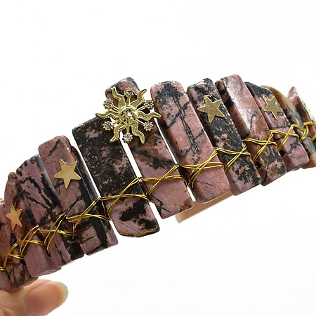 Natural Rhodochrosite Hair Bands PW-WGE968B-09-1