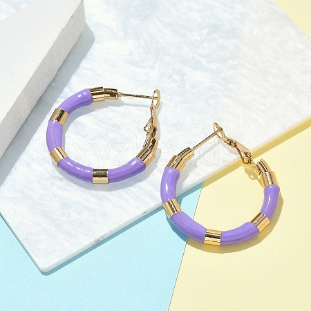 PVD Vacuum Plating 201 Stainless Steel Enamel Hoop Earrings for Women EJEW-B016-33D-1