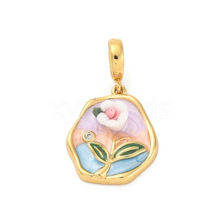 Brass Enamel Pendants KK-S502-04G-B-1