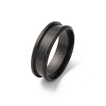 201 Stainless Steel Grooved Finger Ring Settings STAS-TAC0001-10F-B-1