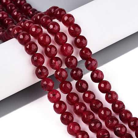 Dyed Natural White Jade Beads Strands X-G-T139-8mm-60-04-1