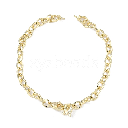 Brass Cable Chain M Charm Bracelet Making KK-U020-11G-1