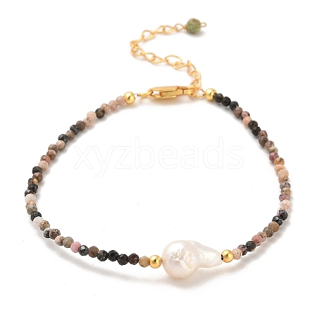 Natural Rhodonite and Natural Turquoise Bead Bracelets BJEW-E098-07G-01-1