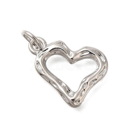 Hollow Heart Rack Plating Brass Pendants Charms KK-I716-15P-1