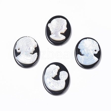 Natural Dyed & Heated Black Agate Cameo Cabochons G-L556-A-1