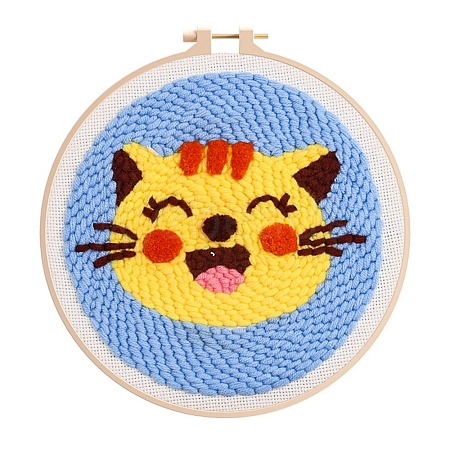 DIY Animal Pattern Punch Embroidery Beginner Kits for Beginners PW-WGCCAFD-05-1