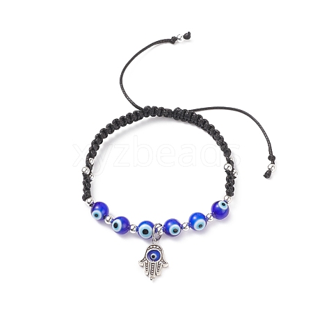 Alloy Hamsa Hand Charm Bracelet BJEW-TA00159-1