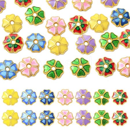 30Pcs 6 Colors Alloy Enamel Bead Caps FIND-CJ0005-52-1