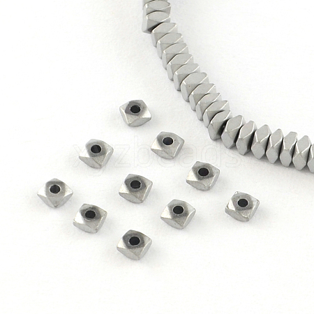 Square Electroplated Non-magnetic Synthetic Hematite Bead Spacers G-R259-76G-1