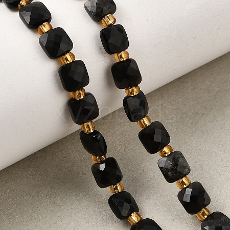 Natural Obsidian Beads Strands GG-CBA96AE-A05-6x6mm-1