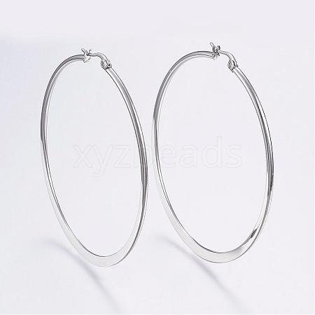 Tarnish Resistant 304 Stainless Steel Big Hoop Earrings EJEW-F105-15P-1