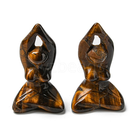 Natural Tiger Eye Carved Healing Yoga Goddess Figurines DJEW-D012-06B-1