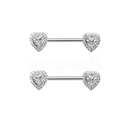 Brass Clear Cubic Zirconia Nipple Rings WG88A97-14-1