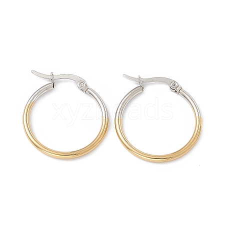 Two Tone 201 Stainless Steel Hoop Earrings with 304 Stainless Steel Pins for Women EJEW-B016-03A-1