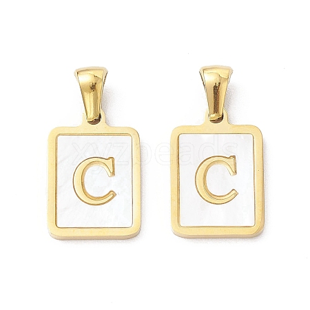 Ion Plating(IP) 304 Stainless Steel Pave Shell Pendants X-STAS-G327-01G-C-1