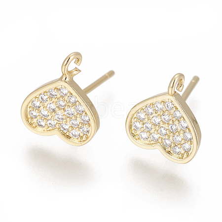 Brass Stud Earring Findings ZIRC-O034-20G-1