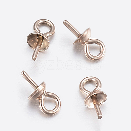 Ion Plating(IP) 304 Stainless Steel Cup Pearl Peg Bails Pin Pendants STAS-H452-01RG-1