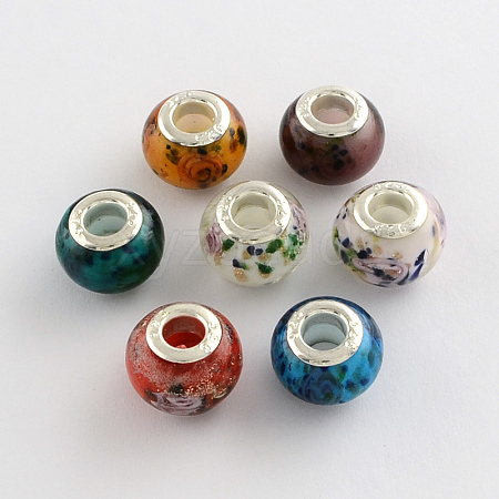 Rondelle Lampwork Large Hole European Beads LPDL-R003-04-1