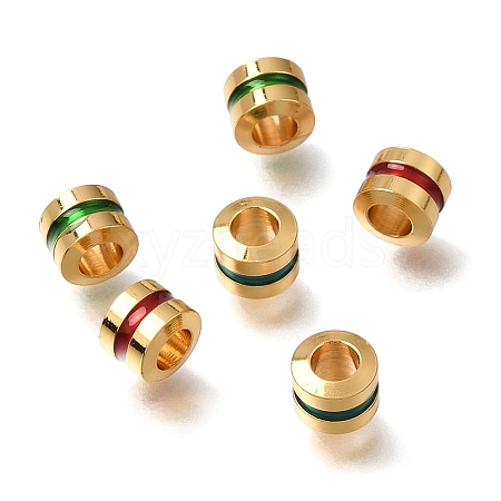 Brass Enamel Beads KK-G605-06G-1