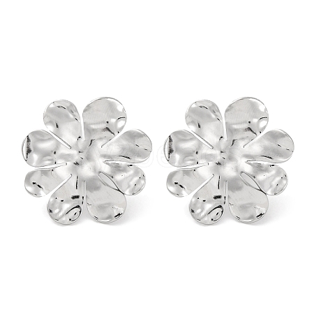 304 Stainless Steel Flower Stud Earrings EJEW-D281-18S-1