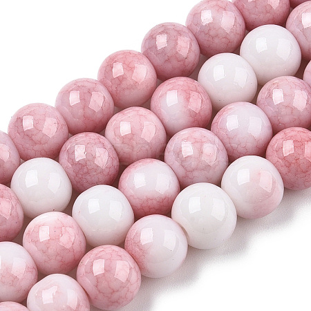 Opaque Crackle Glass Round Beads Strands X1-GLAA-T031-01I-1