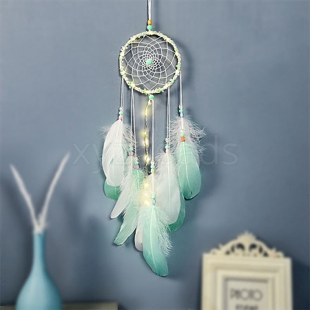 Woven Net/Web with Feather Pendant Decoration PW-WGD396E-01-1