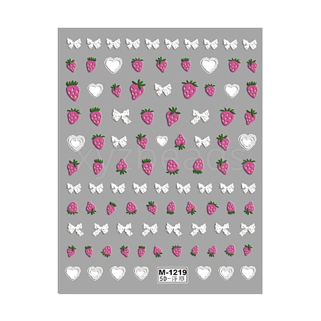 Bowknot & Strawberry Self Adhesive 5D Embossed Nail Art Stickers PW-WG579ED-02-1