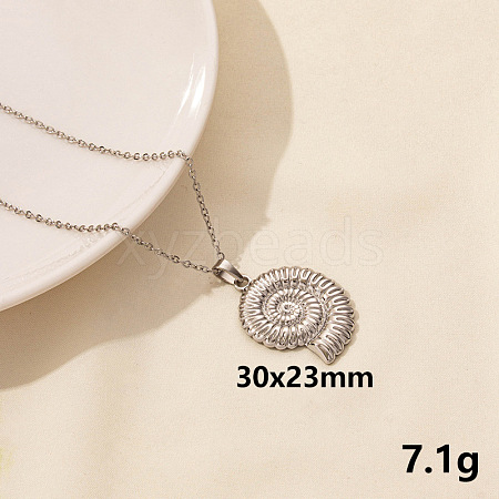 Stainless Steel Shell Pendant Necklaces UW1912-3-1
