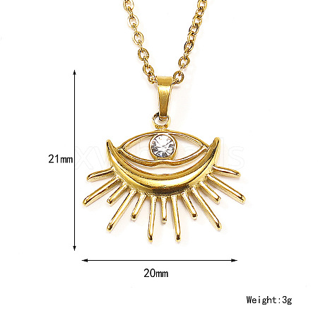 Retro Titanium Steel Clear Cubic Zirconia Eye Pendant Cable Chain Necklaces for Women MU9051-4-1