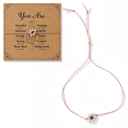 Daisy Charm Glass Seed Bead Slider Bracelets JL6020-13-1