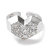 Heart Rack Plating Brass Micro Pave Clear Cubic Zirconia Open Rings RJEW-D020-09P-2
