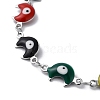 Moon with Evil Eye Enamel Link Chain Bracelet BJEW-G683-01P-01-2