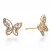 Brass Micro Pave Clear Cubic Zirconia Stud Earrings EJEW-N014-01-NF-3