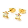 Brass Micro Pave Cubic Zirconia Stud Earrings For Women EJEW-B111-01G-02-4