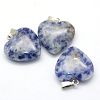 Heart Natural Blue Spot Jasper Pendants G-Q438-10-2