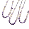 Natural Amethyst & Pearl Beaded Necklaces NJEW-L119-09G-1