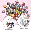 100Pcs 10 Colors Polymer Clay Rhinestone European Large Hole Beads with Silver Color Plated Brass Cores FIND-YW0004-88-3