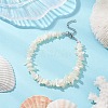 2Pcs Natural White Mother of Pearl Shell Chip Bead Bracelets for Couple Friendship BJEW-JB11533-4