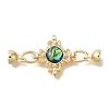 Brass & Abalone & Shell Fold Over Clasps KK-K389-131G-1