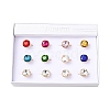 304 Stainless Steel with Glass Cuff Rings for Women RJEW-K309-41B-4