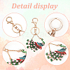 Olycraft 2Pcs 2 Colors Peacock Enamel Style Alloy Rhinestone Keychains KEYC-OC0001-37-4